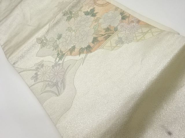 JAPANESE KIMONO / VINTAGE  NAGOYA OBI / SAGARA KNOTS / FLORAL PLANTS